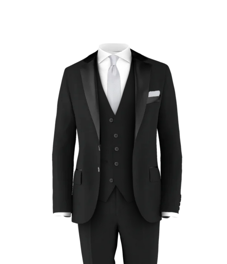 Black Tuxedo Suit Grey Tie