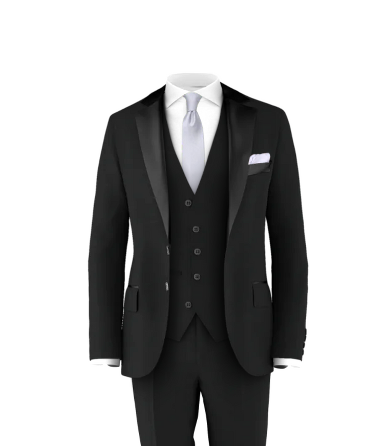 Black Tuxedo Suit Silver Tie