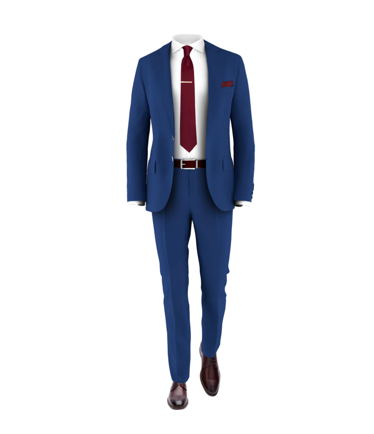 Blue Suit Burgundy Tie