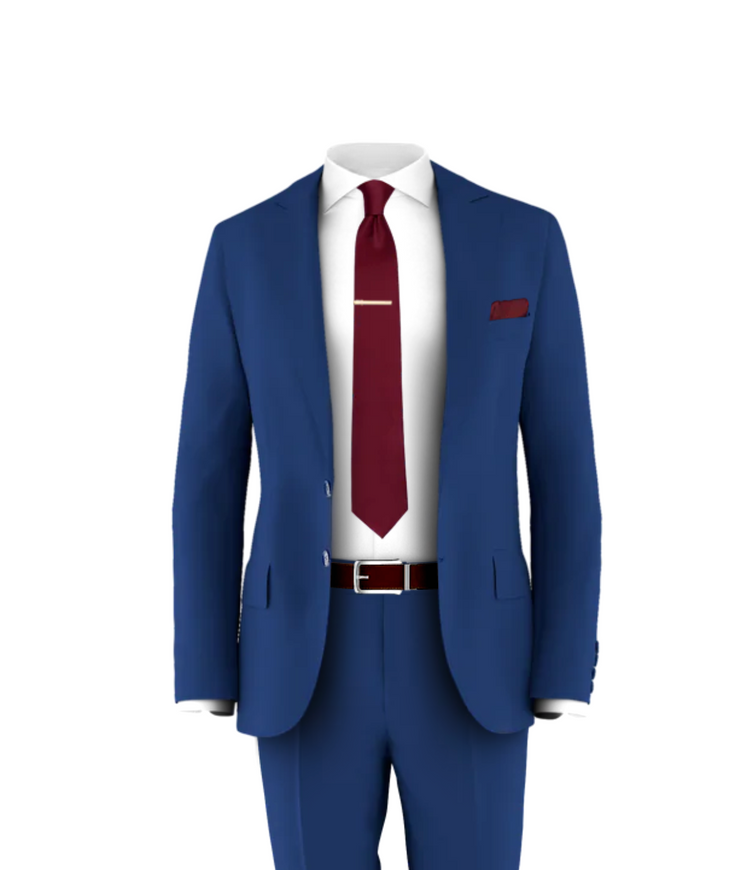Blue Suit Burgundy Tie
