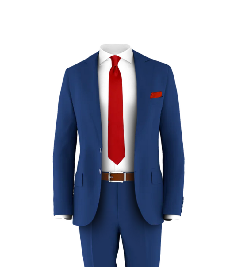 Blue Suit Fire Red Tie