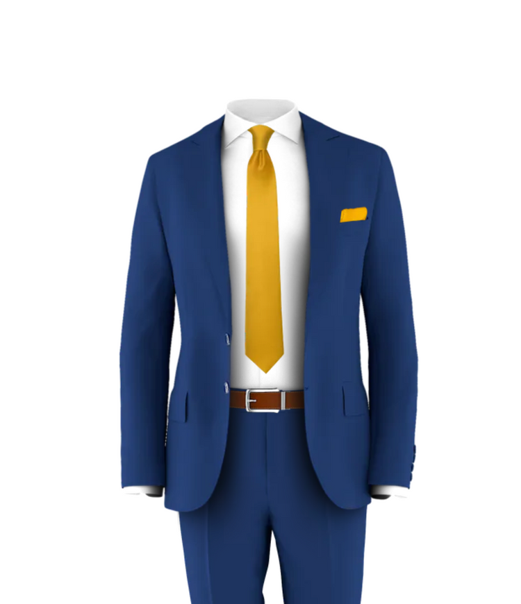 Blue Suit Gold Tie