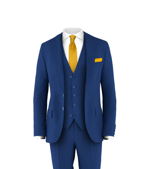 Blue Suit & Gold Tie | Men's Suits & Tuxedos | Grooms Club Blue Suit & Gold Tie | Men's Suits & Tuxedos | Grooms Club