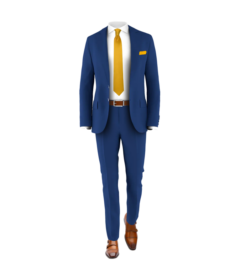 Blue Suit & Gold Tie | Men's Suits & Tuxedos | Grooms Club Blue Suit & Gold Tie | Men's Suits & Tuxedos | Grooms Club
