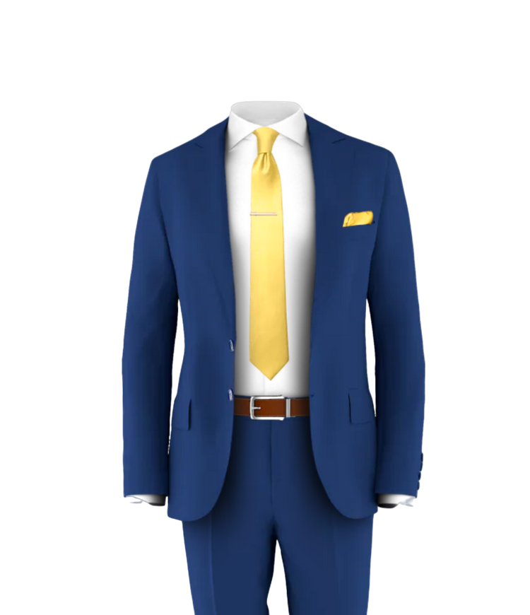 Blue Suit & Light Gold Tie | Men's Suits & Tuxedos | Grooms Club Blue Suit & Light Gold Tie | Men's Suits & Tuxedos | Grooms Club