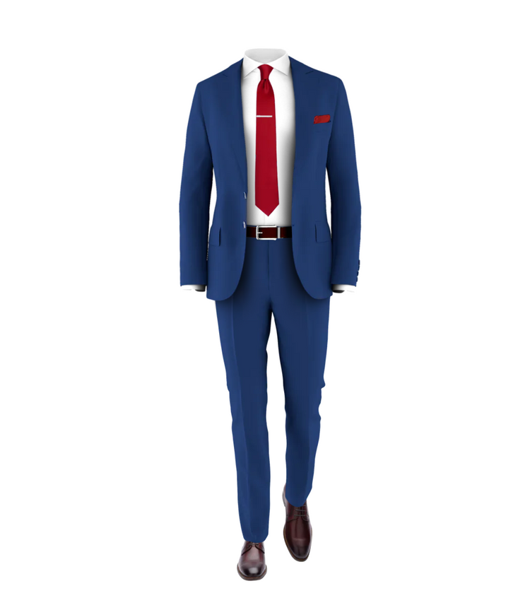 Blue Suit Medium Red Tie