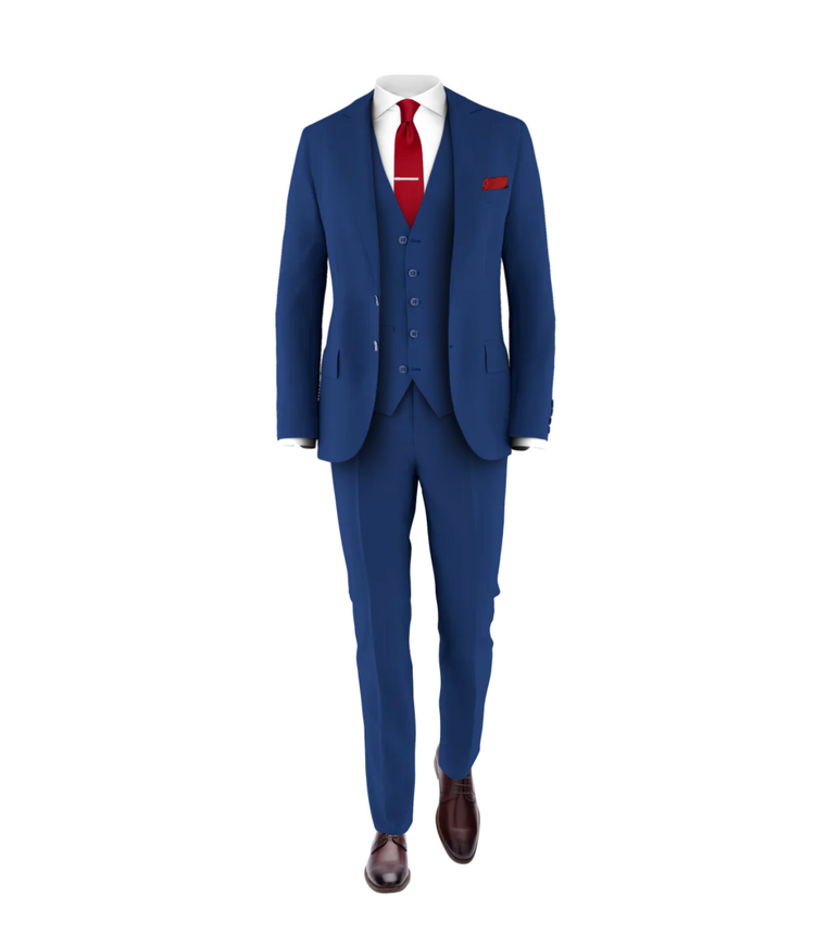 Blue Suit Medium Red Tie