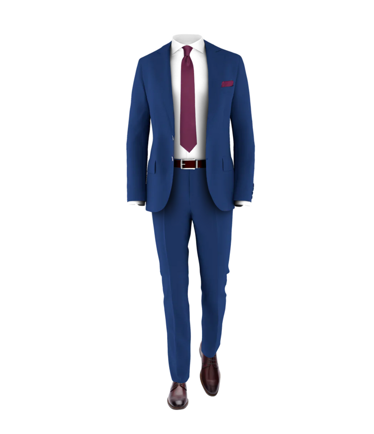 Blue Suit Plum Tie