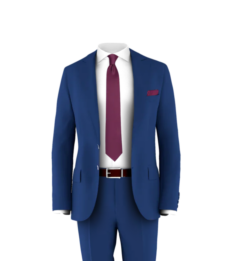 Blue Suit Plum Tie