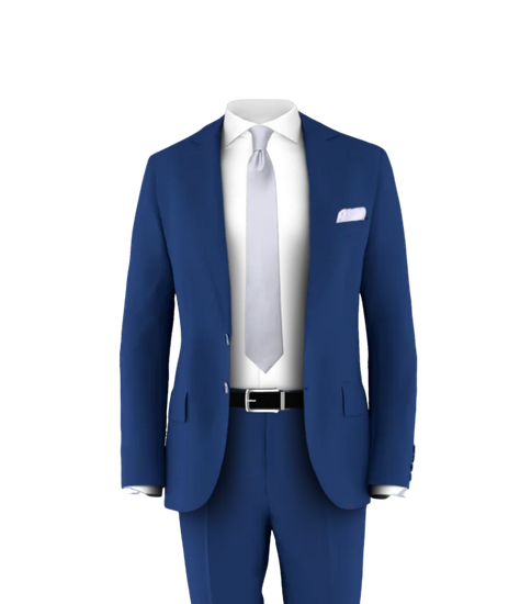 Blue Suit Silver Tie Men's Suits Tuxedos Grooms Club