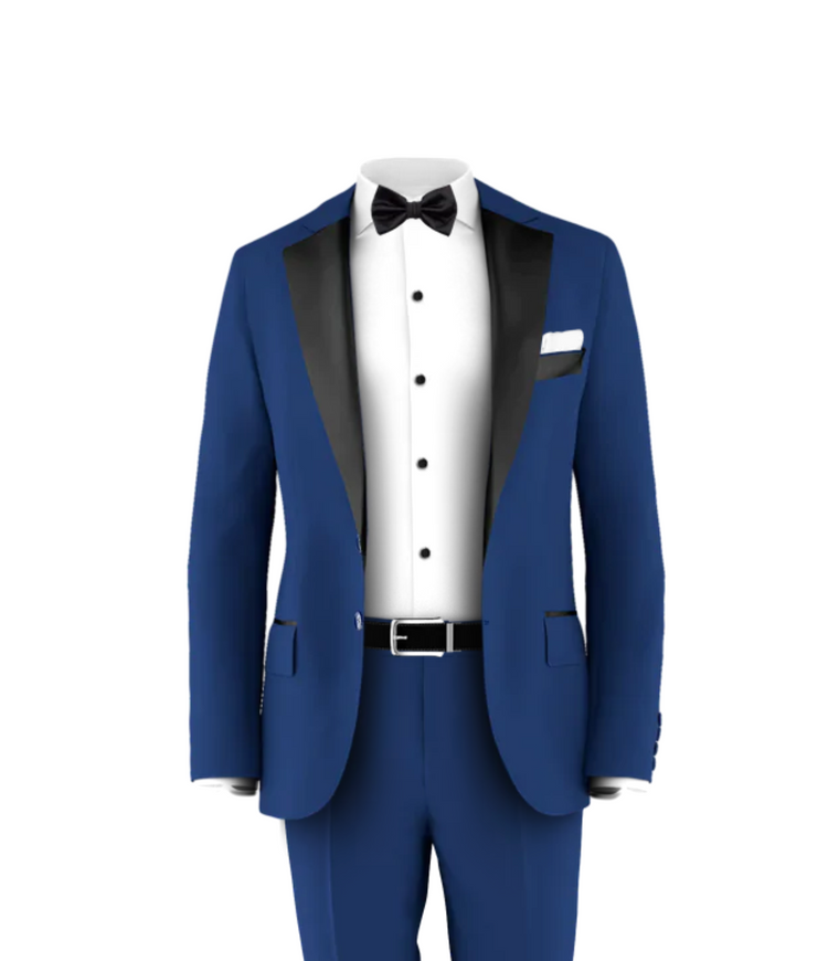 Blue Tuxedo Suit Black Tie