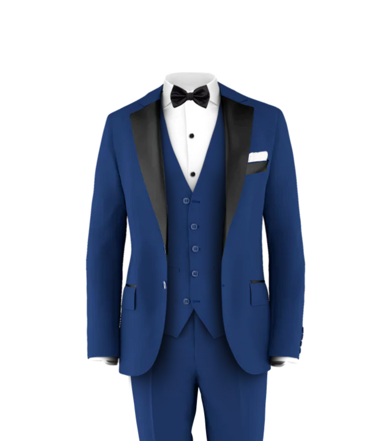 Blue Tuxedo Suit Black Tie