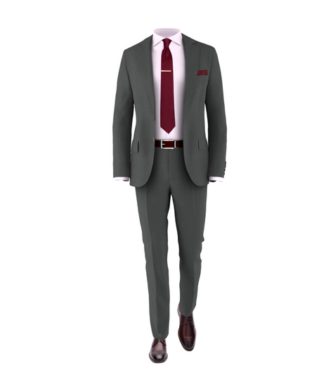 Suit Burgundy Shirt Gray Suit Black Shirt Red Tie Custom Maroon