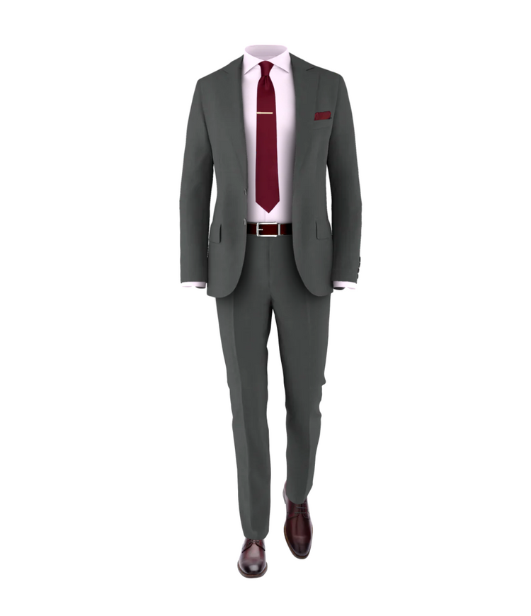 Charcoal Suit Burgundy Tie