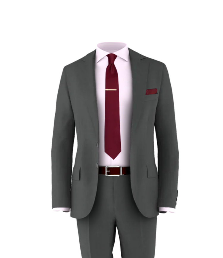 Charcoal Suit Burgundy Tie