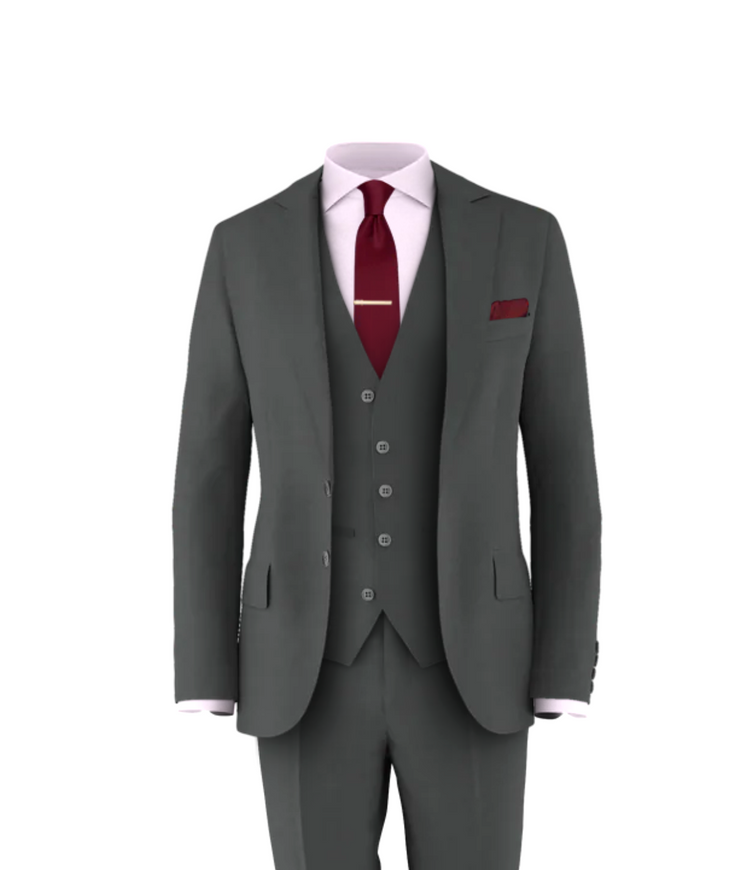 Charcoal Suit Burgundy Tie