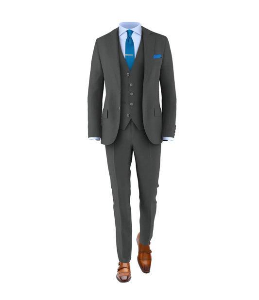 Charcoal Suit Cobalt Blue Tie
