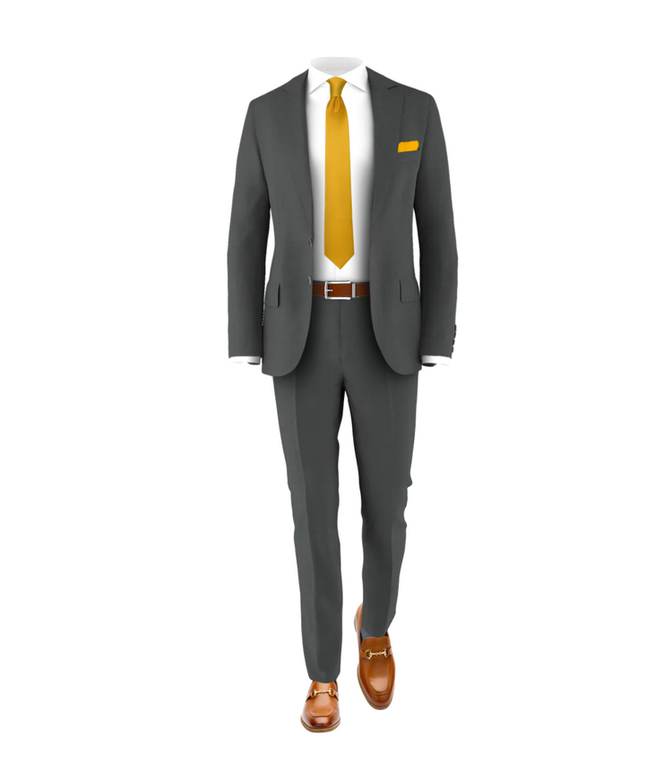 Charcoal Suit Gold Tie