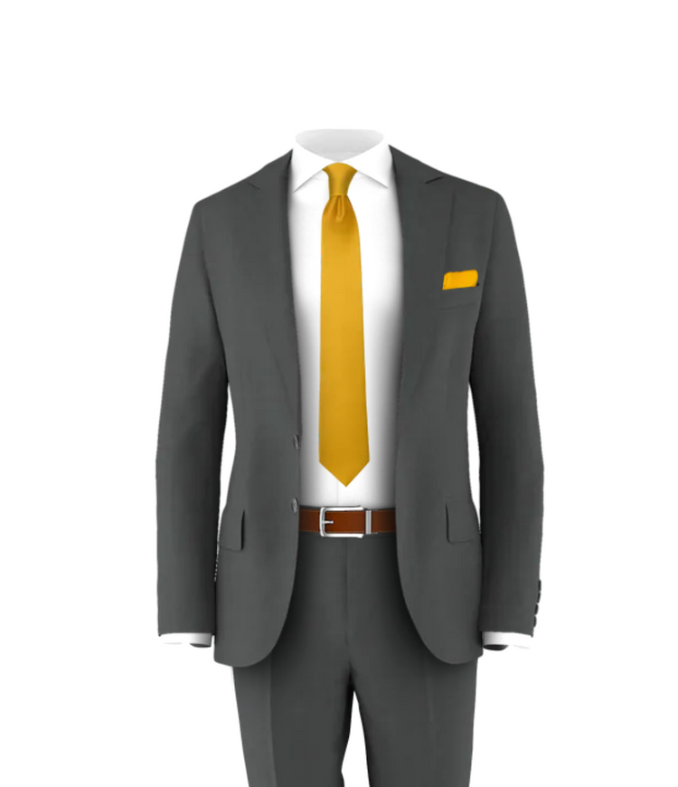 Charcoal Suit Gold Tie