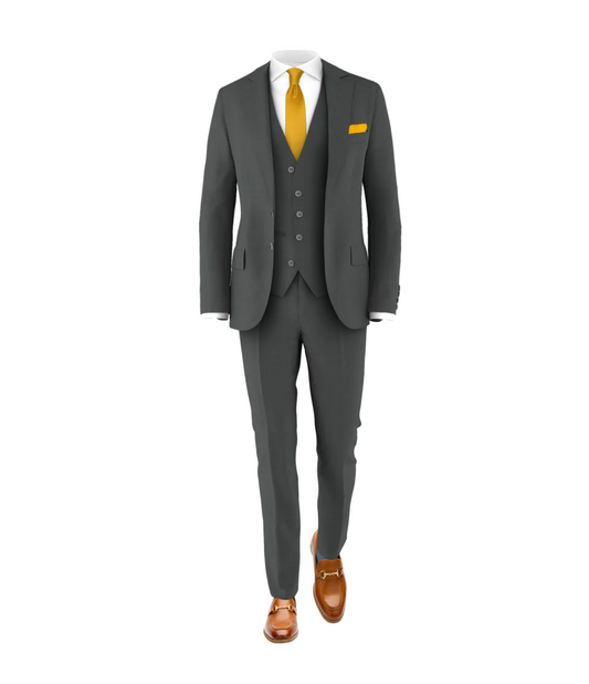 Charcoal Suit Gold Tie