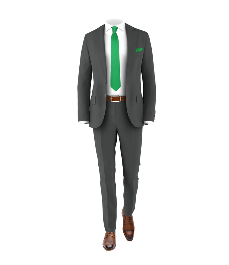 Charcoal Suit Green Tie