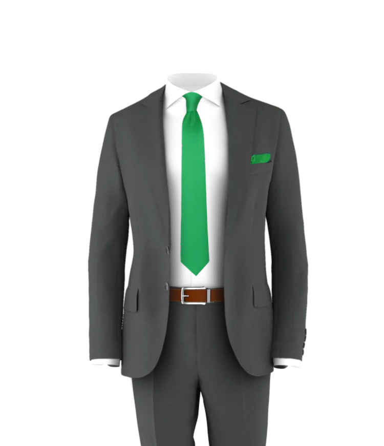 Charcoal Suit Green Tie