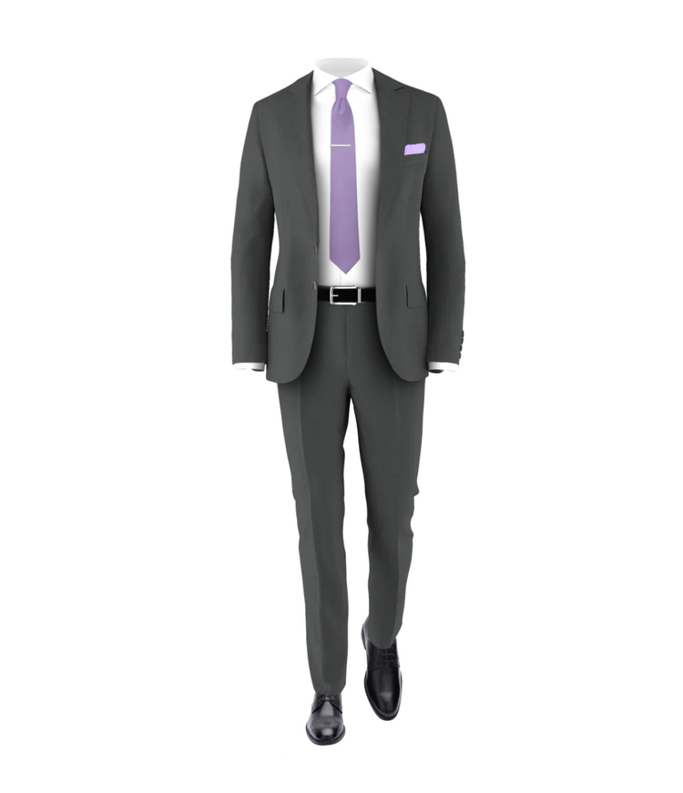 Charcoal Suit Lavender Tie