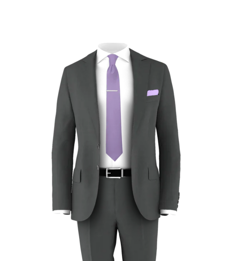 Charcoal Suit Lavender Tie