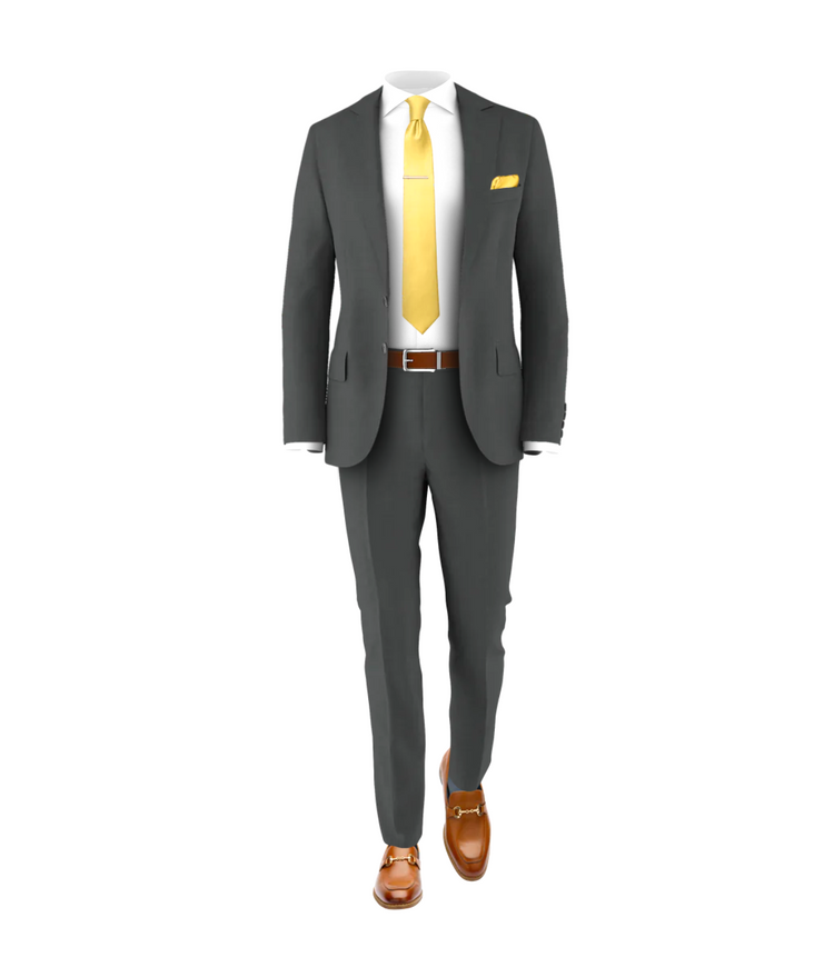 Charcoal Suit Light Gold Tie
