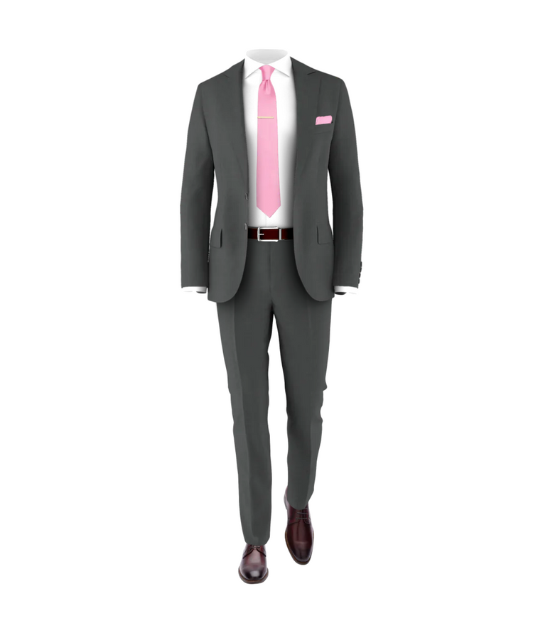 Charcoal Suit Pink Tie