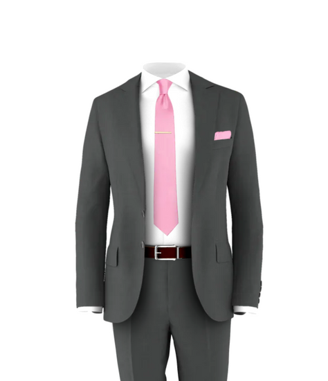 Charcoal Suit & Pink Tie | Grooms Club 3 Piece Wedding Suit Charcoal Suit & Pink Tie | Grooms Club 3 Piece Wedding Suit