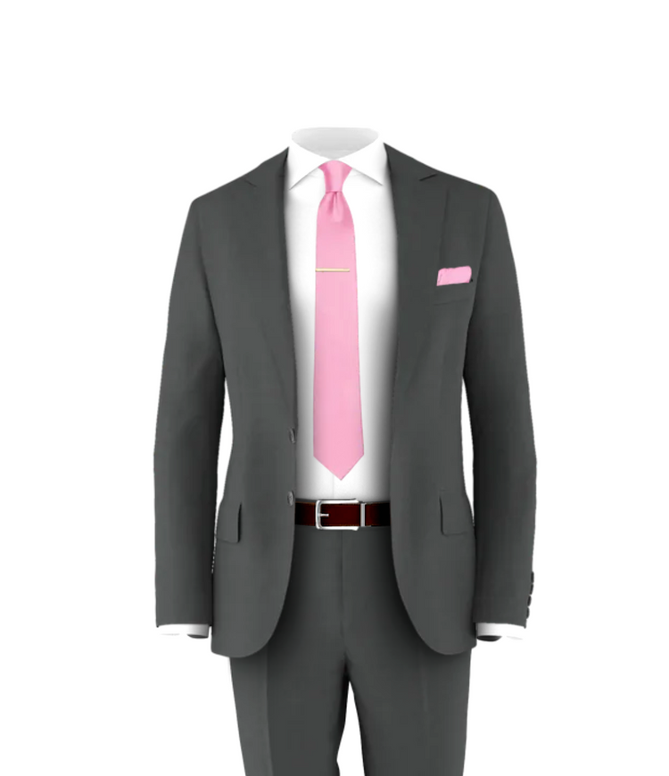 Charcoal Suit Pink Tie