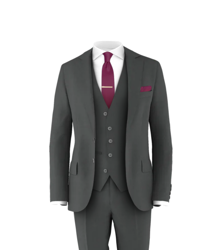 Charcoal Suit Plum Tie
