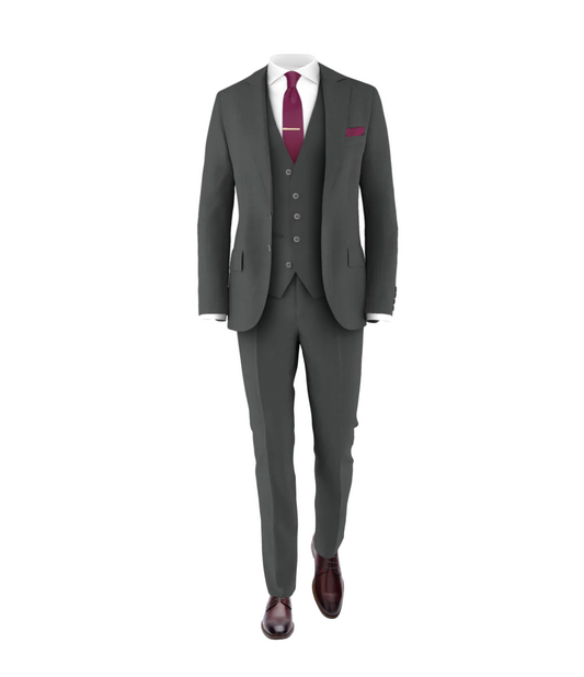 Charcoal Suit Plum Tie