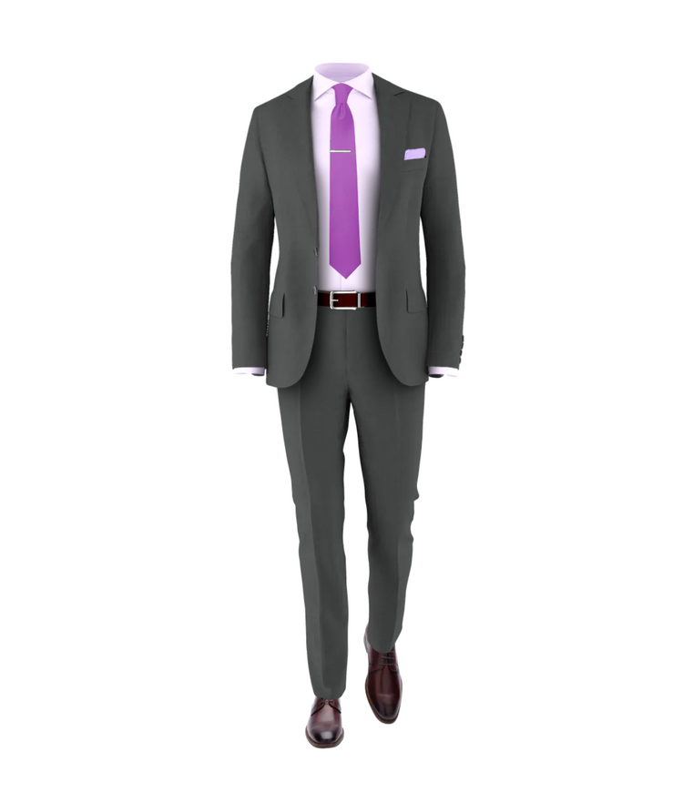 Charcoal Suit Purple Tie