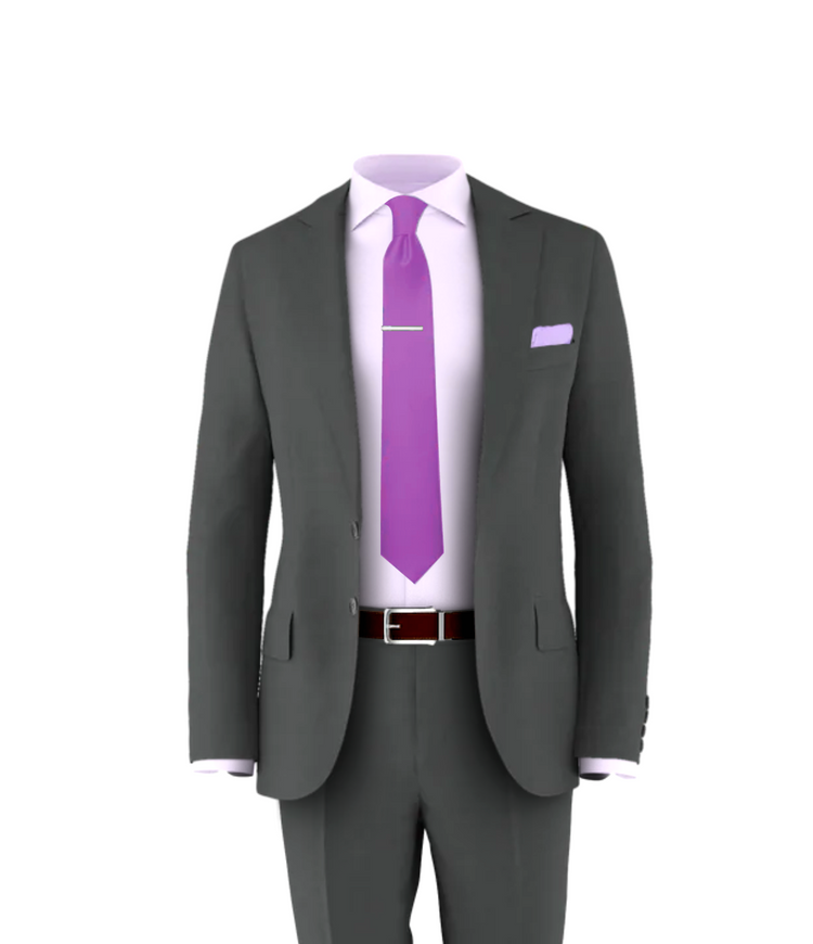 Charcoal Suit Purple Tie