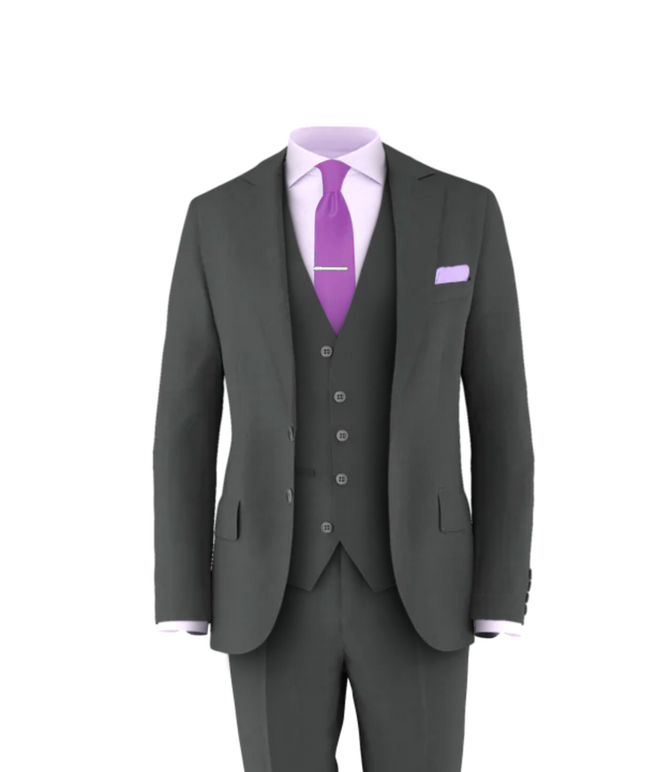 Charcoal Suit Purple Tie