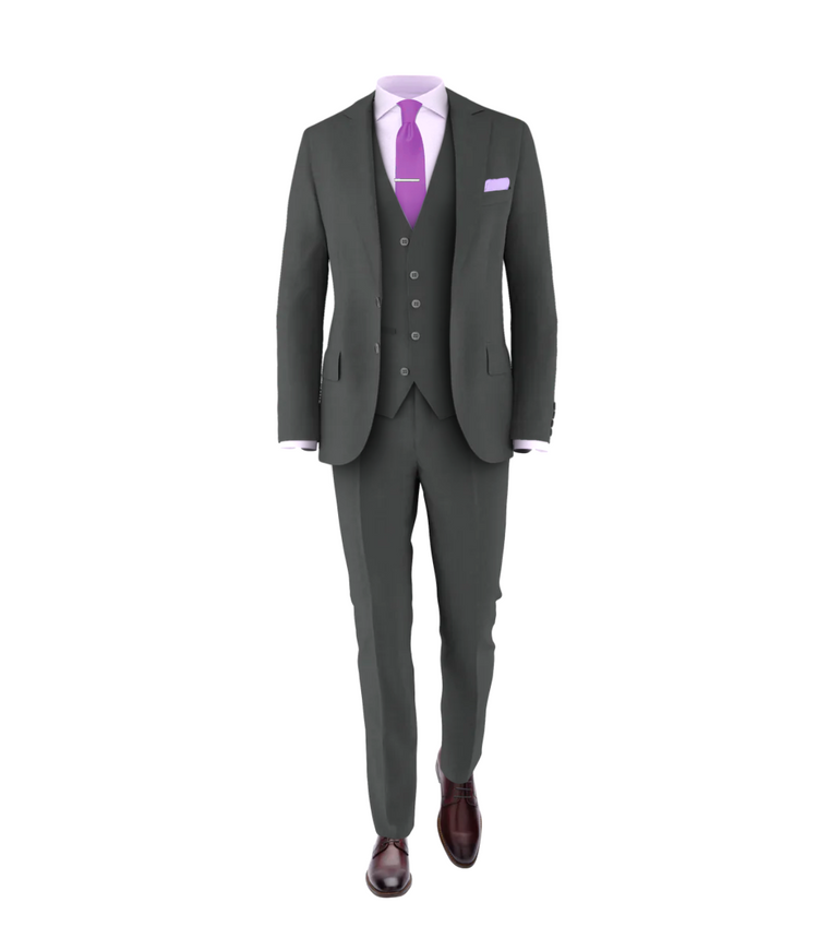 Charcoal Suit Purple Tie