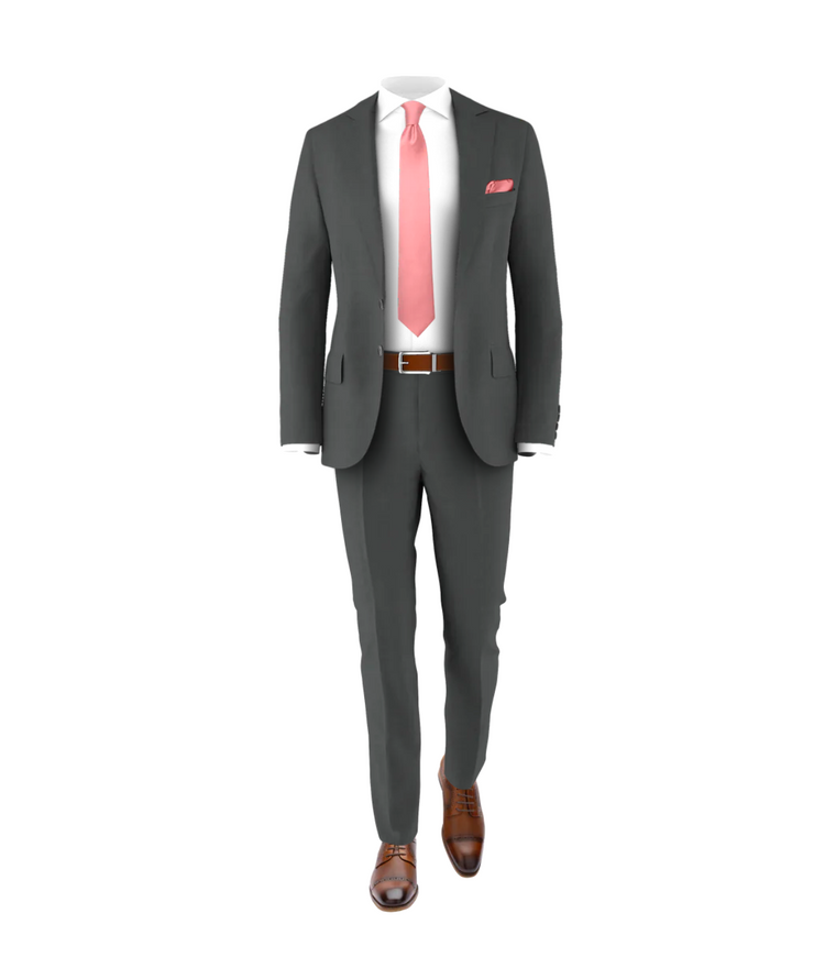 Charcoal Suit Rose Tie