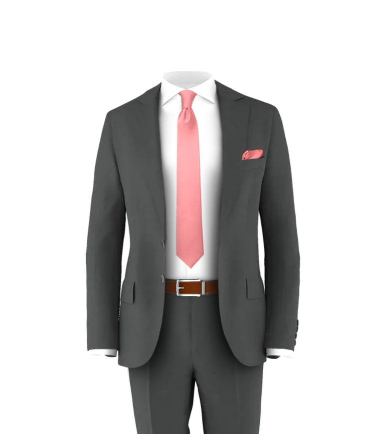 Charcoal Suit Rose Tie