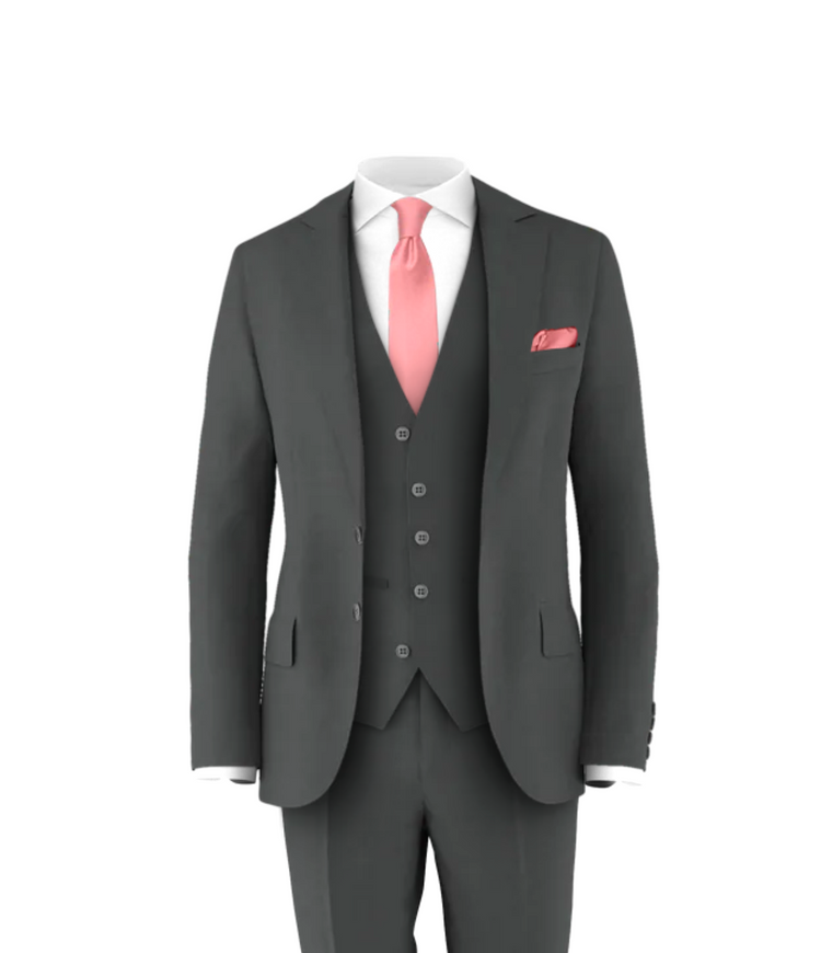 Charcoal Suit Rose Tie