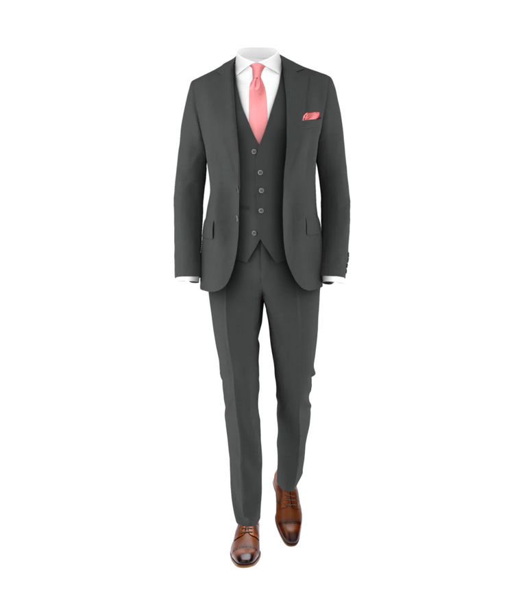 Charcoal Suit Rose Tie