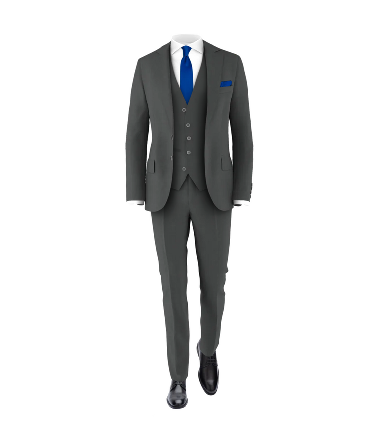 Charcoal Suit Royal Blue Tie