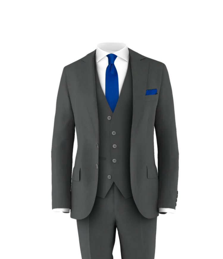 Charcoal Suit Royal Blue Tie