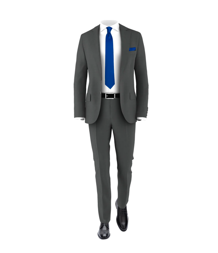 Charcoal Suit Royal Blue Tie