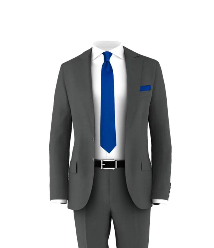 Charcoal Suit Royal Blue Tie