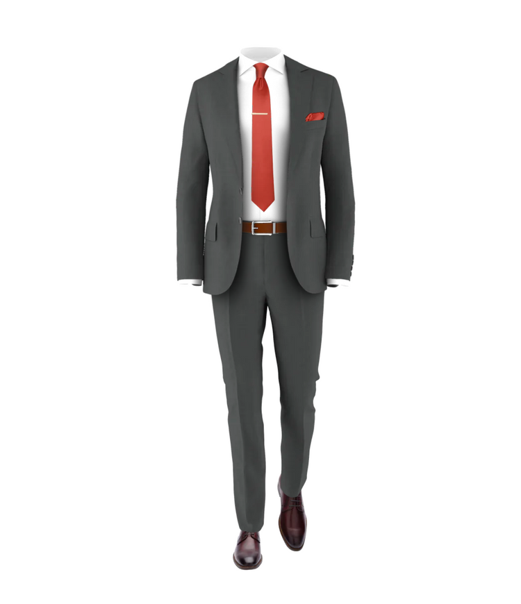 Charcoal Suit Rust Tie