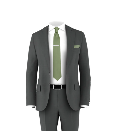 Charcoal Suit Sage Tie Suit for Weddings Events