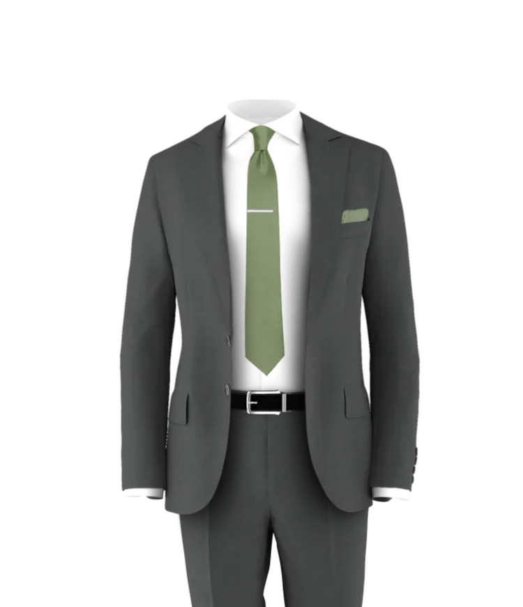 Charcoal Suit Sage Tie