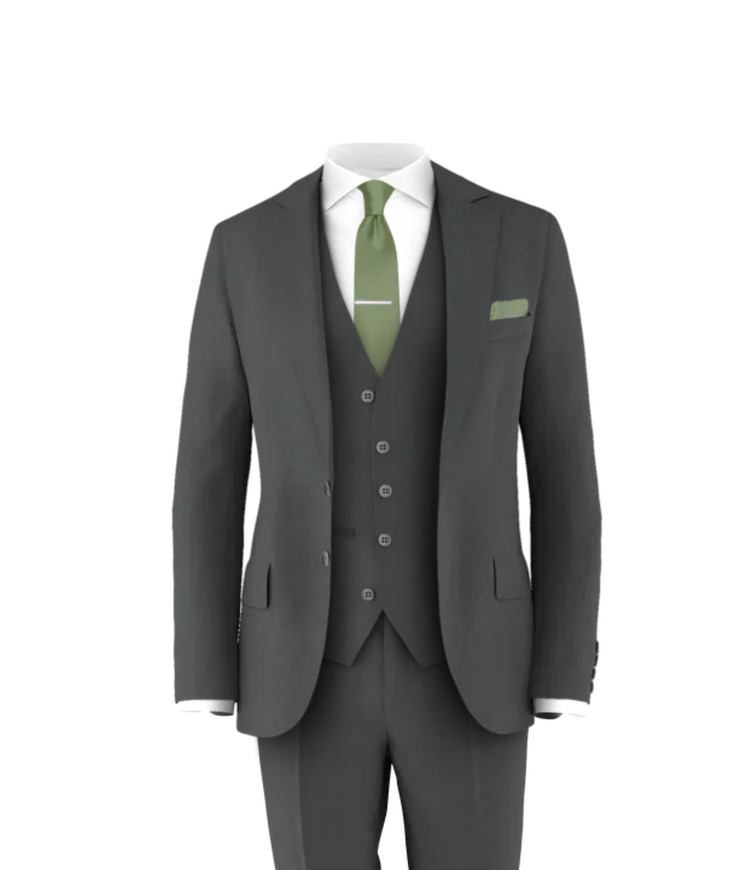 Charcoal Suit Sage Tie